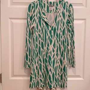 Diane von Furstenberg Green & Beige Print Dress